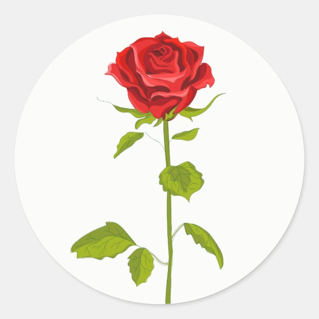 Red Rose Floral Wedding Flowers Garden Romantic Classic Round Sticker (Front)