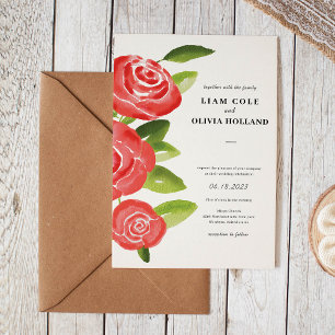 Red Rose Floral Wedding Invitation