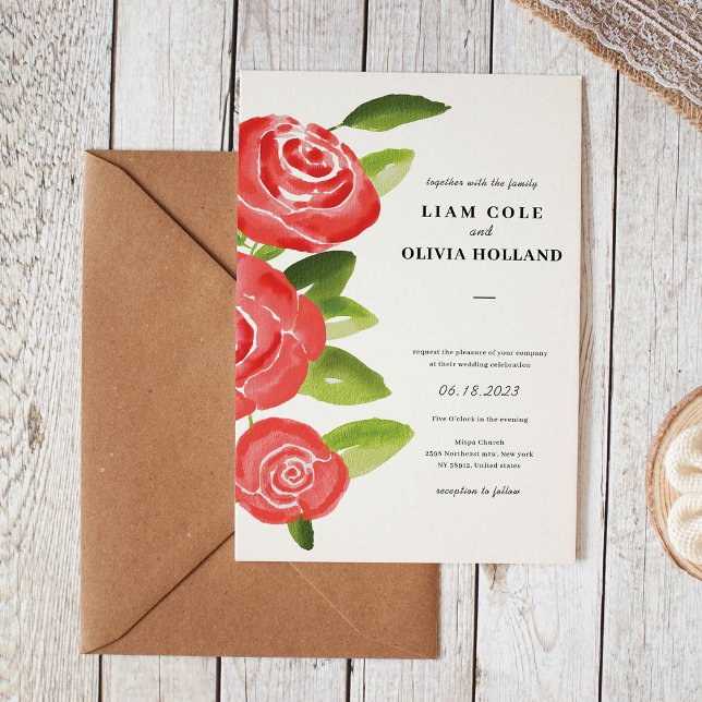 Red Rose Floral Wedding Invitation (Creator Uploaded)
