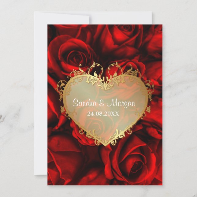 Red Rose Floral Wedding Invitation (Front)