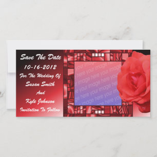 Red Rose Floral Wedding Photo Save The Date