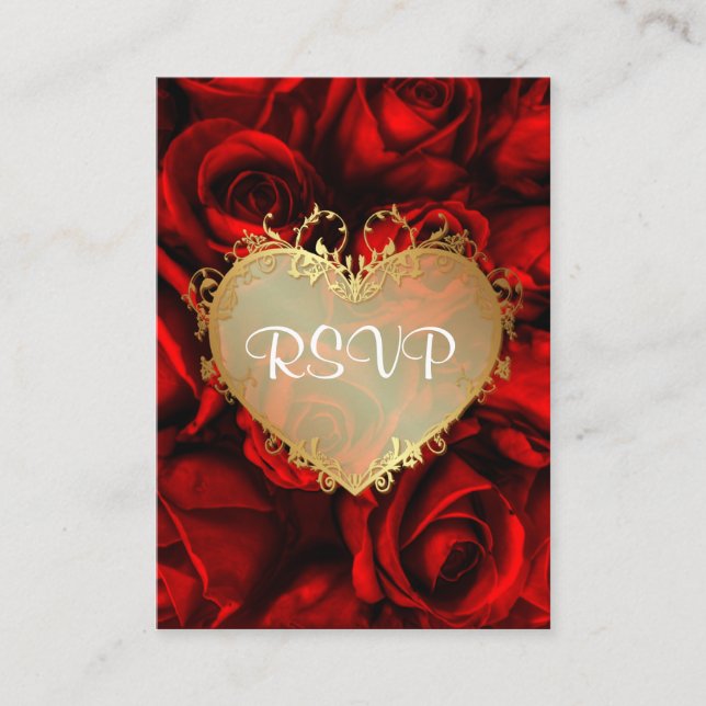 Red Rose Floral Wedding RSVP Enclosure Card (Front)