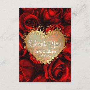 Red Rose Floral Wedding Thank You Card