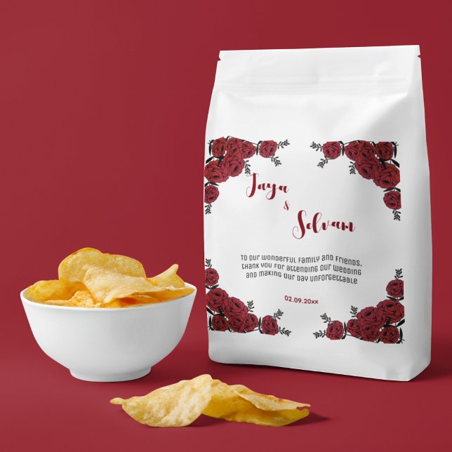 Red Rose Floral Wedding Theme Favour Bags (perfect red rose floral theme wedding favor bags)