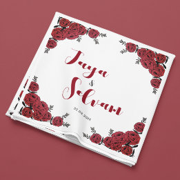 Red Rose Floral Wedding Theme Napkin