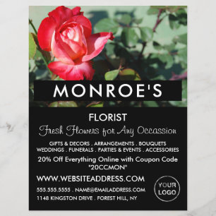 Red Rose, Florist, Floristry Advertising Flyer