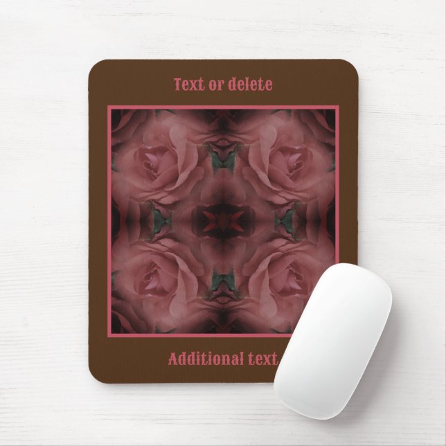 Red Rose Flower Abstract Vintage Personalised  Mouse Mat (With Mouse)