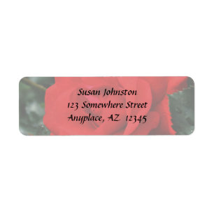 Red Rose Flower Address Label