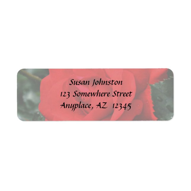 Red Rose Flower Address Label (Front)