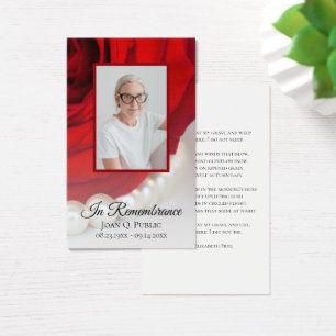 Red Rose Flower and Pearls Funeral Memorial Prayer