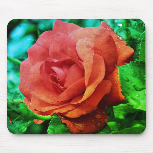 Red Rose Flower Art Mouse Mat (Front)
