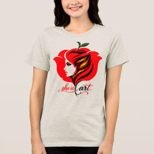 Red rose Flower art Tri-Blend Shirt
