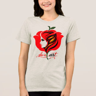 Red rose Flower art Tri-Blend Shirt