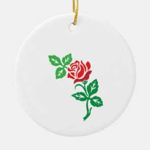 Red Rose Flower Design – Classic Floral Beauty Ceramic Tree Decoration