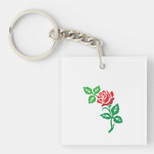 Red Rose Flower Design – Classic Floral Beauty Key Ring