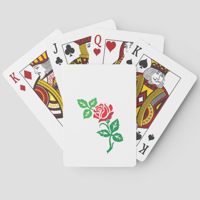 Red Rose Flower Design – Classic Floral Beauty Playing Cards (Back)