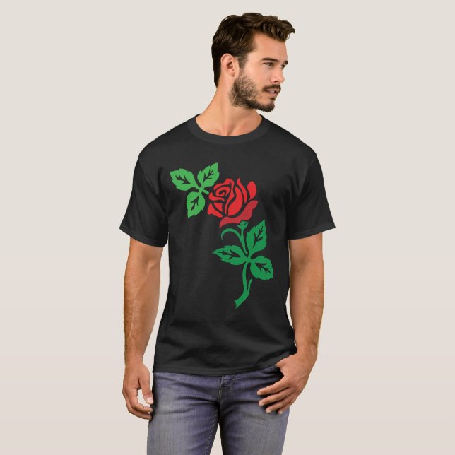 Red Rose Flower Design – Classic Floral Beauty T-Shirt (Front Full)