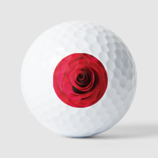 Red rose flower detail golf balls