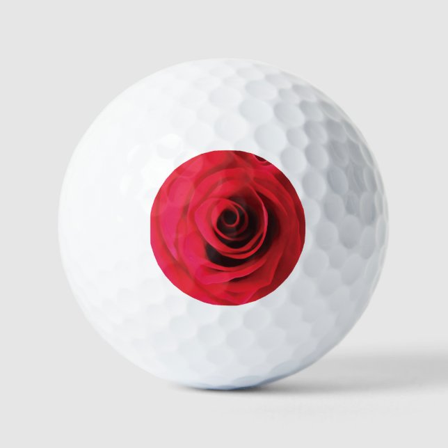 Red rose flower detail golf balls (Front)