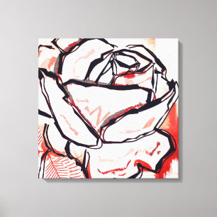 Red Rose Flower Elegant Modern Chic Watercolor  Canvas Print
