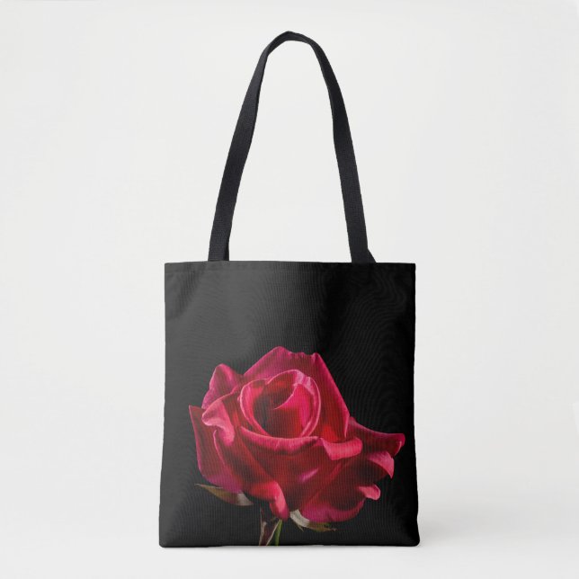 Red Rose Flower Floral Bloom Tote Bag (Front)
