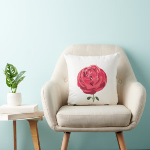 Red Rose Flower Floral Cushion