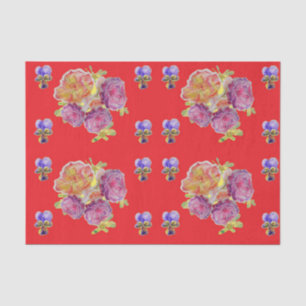 Red Rose Flower Floral Shabby Chic Pattern Tissue Paper