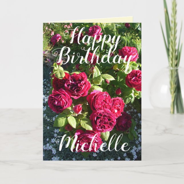 Red Rose Flower Garden floral Roses Birthday Card (Front)
