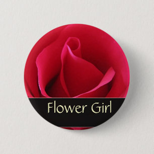 Red rose flower girl pin