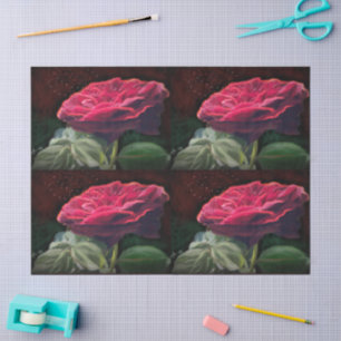 Red Rose Flower Green Black Art Floral Decoupage Tissue Paper