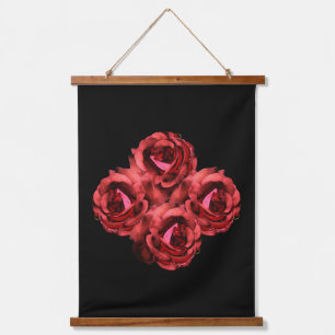 Red Rose Flower In Bloom Abstract Art Hanging Tapestry