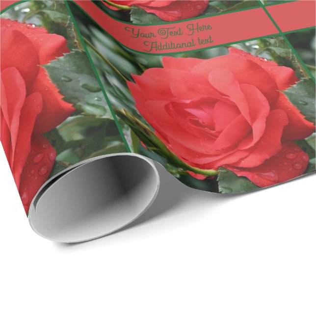Red Rose Flower In Bloom Personalised Wrapping Paper (Roll Corner)