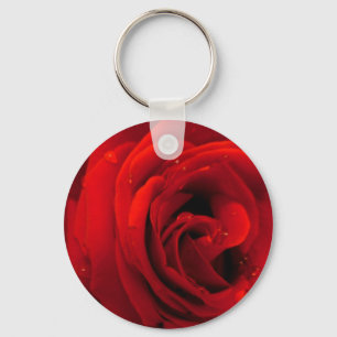 Red rose flower key ring