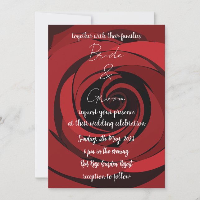 Red Rose Flower Modern Wedding Invitation (Front)