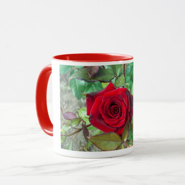 Red Rose Flower Mug (Front Left)