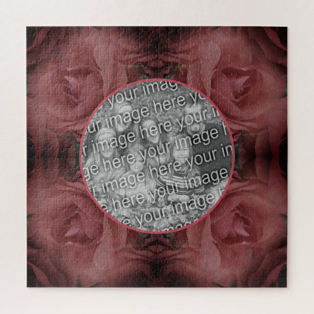 Red Rose Flower Nature Frame Add Your Photo  Jigsaw Puzzle (Vertical)