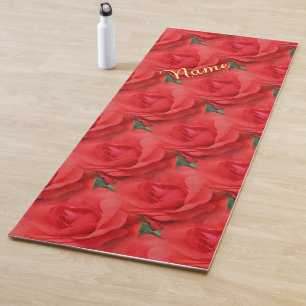 Red Rose Flower Nature Pattern Personalised Yoga Mat