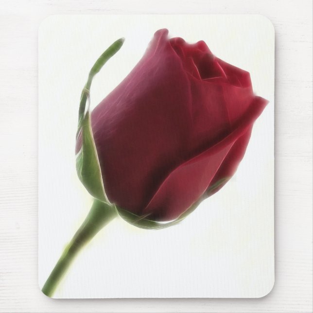 Red Rose Flower on White Mouse Mat (Front)