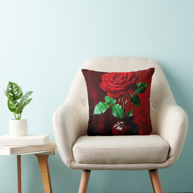 Red Rose Flower Painting  Cushion (Chair)