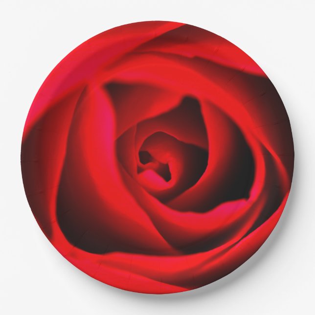 Red rose flower Paper plate (Front)