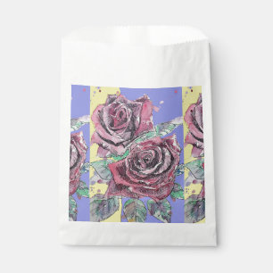 Red Rose Flower Pattern Purple Watercolor Art Favour Bags