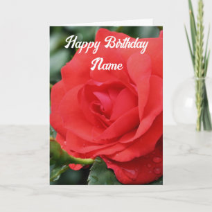 Red Rose Flower Personalized Birthday  Card