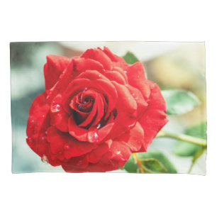 Red rose flower pillowcase
