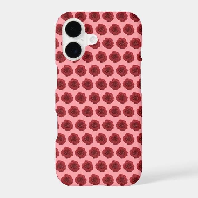 Red Rose Flower Seamless Pattern on Phone Case (Back)