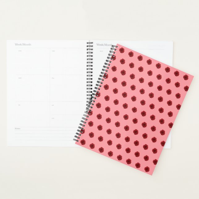 Red Rose Flower Seamless Pattern on Planner (Display)