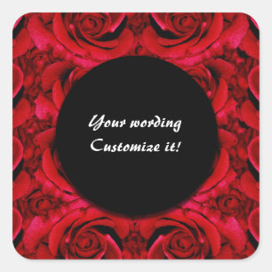 Red rose flower square sticker