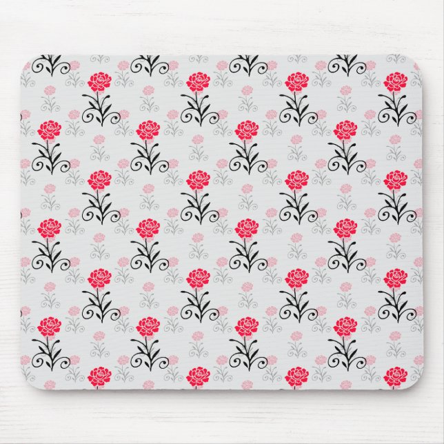 Red Rose Flower Stalk Pattern Design  Mouse Mat (Front)