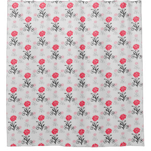 Red Rose Flower Stalk Pattern Design Shower Curtain
