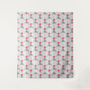 Red Rose Flower Stalk Pattern Design  Tapestry
