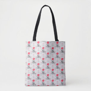 Red Rose Flower Stalk Pattern Design Tote Bag